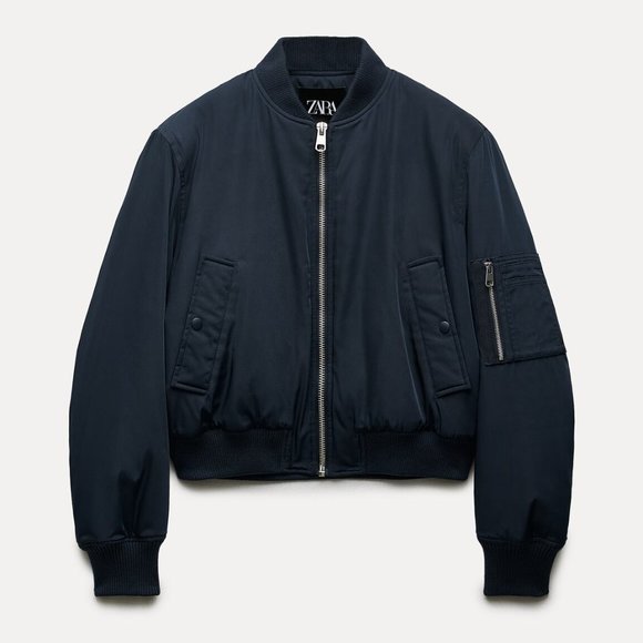 Zara Jackets & Blazers - BLOGGER'S FAVE! Zara Short Bomber Jacket Navy Blue NWT